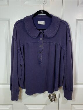 We The Free Eclipse Waffle-Knit Long Sleeve Polo